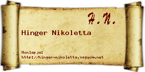 Hinger Nikoletta névjegykártya